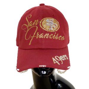 San Francisco Maroon Baseball Cap with Shiny lettering & Crystals